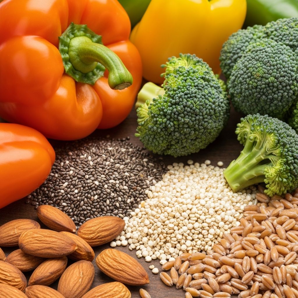 Close-up of fresh raw ingredients highlighting nutrient-rich foods